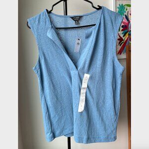 Banana Republic NWT Blue Gray V-Neck Linen Blend Sleeveless Knit - Size M